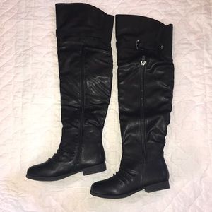 Black thigh high boots